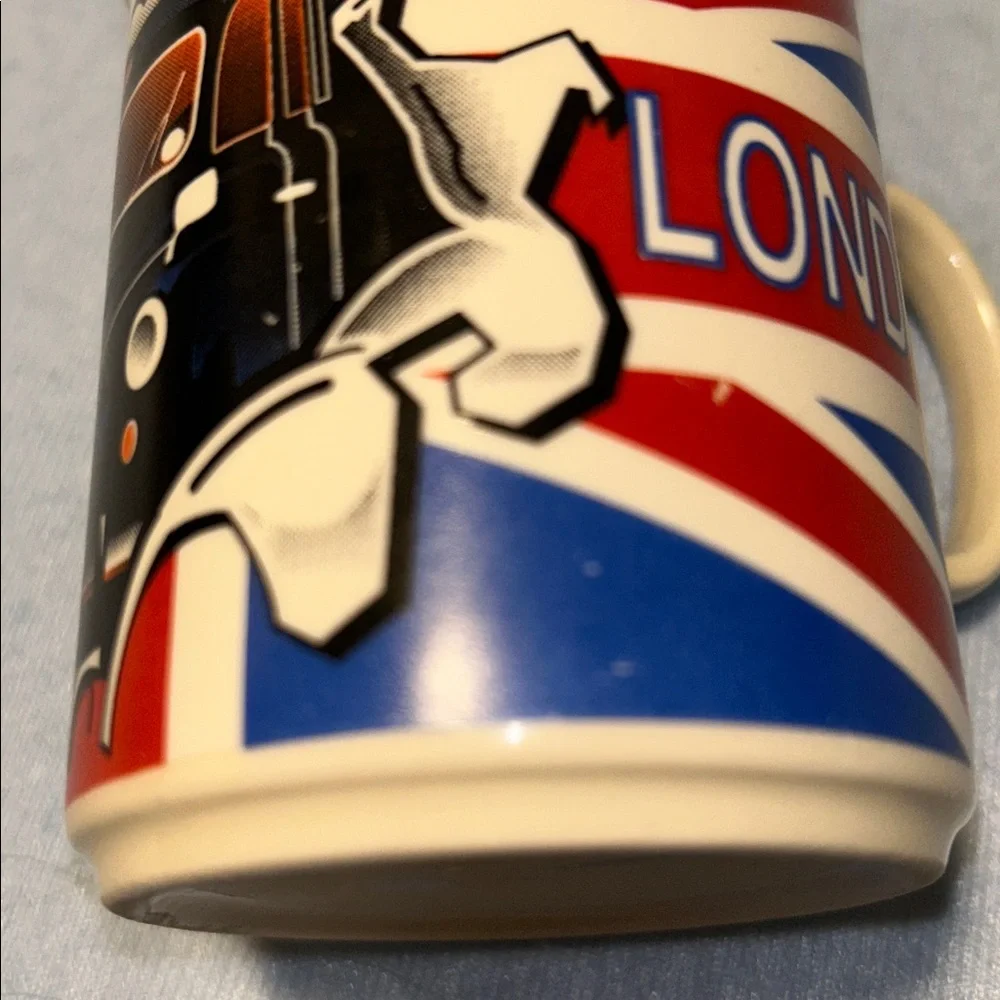 Ceramic London Unmarked Red White Blue Taxi Coffee Cup